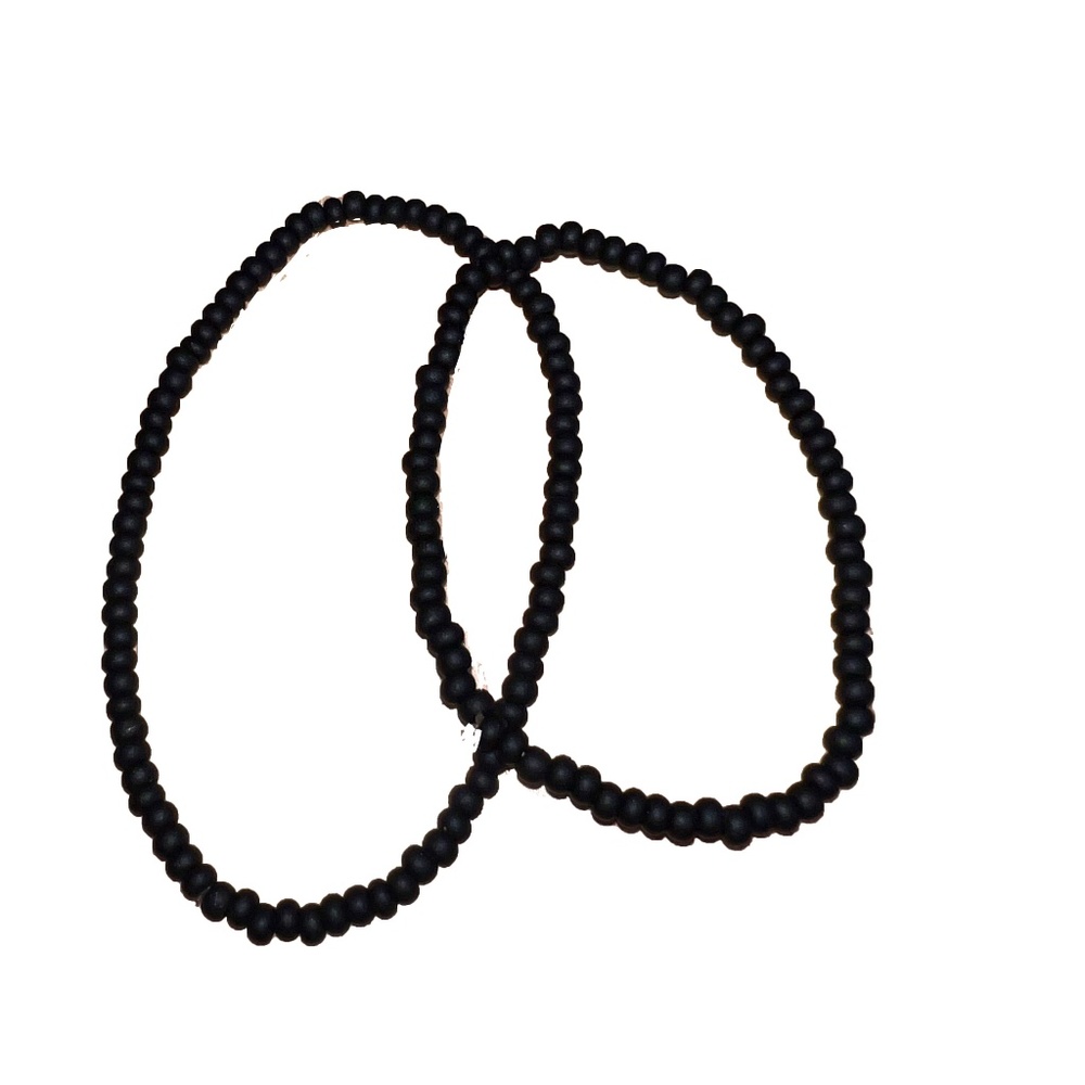 Handmade Black Tiny Beaded Unisex Bracelets, M/L